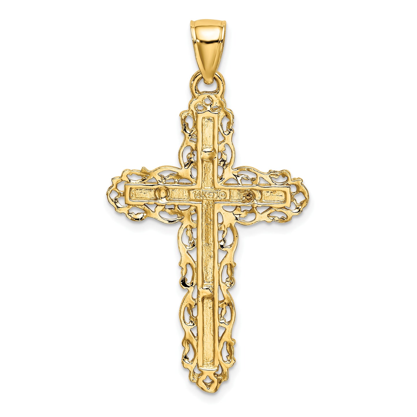 14K Cross with Lace Trim Charm