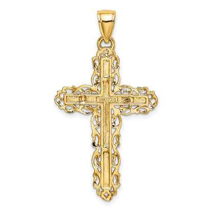 14K Cross with Lace Trim Charm