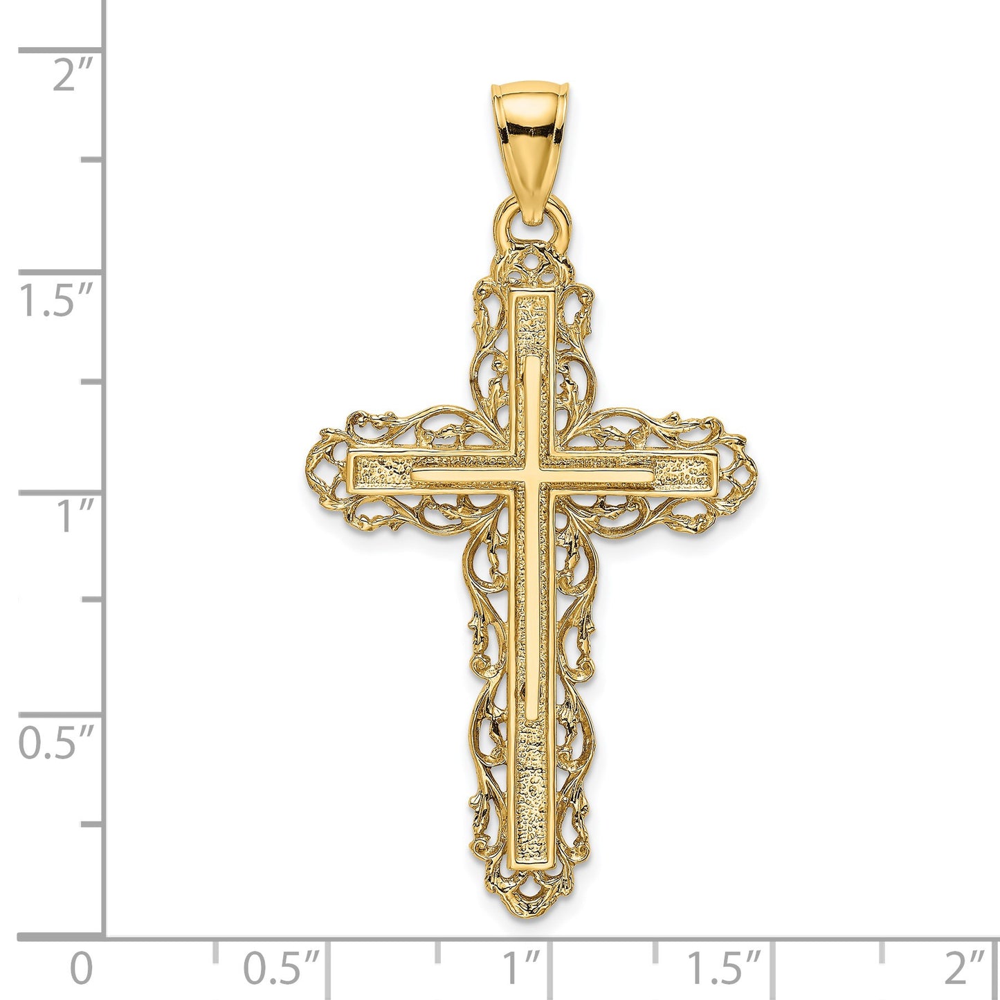 14K Cross with Lace Trim Charm