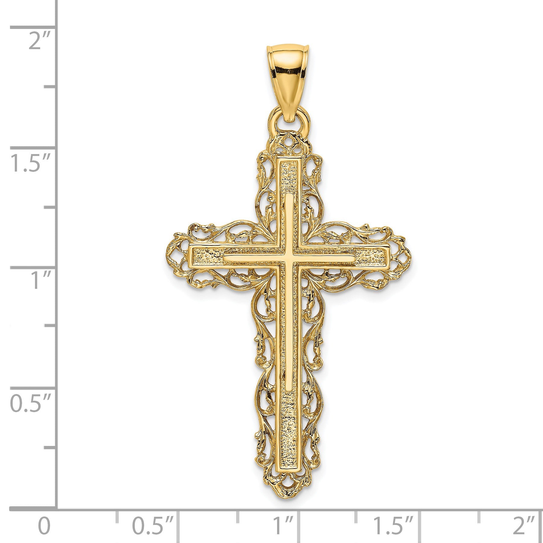14K Cross with Lace Trim Charm