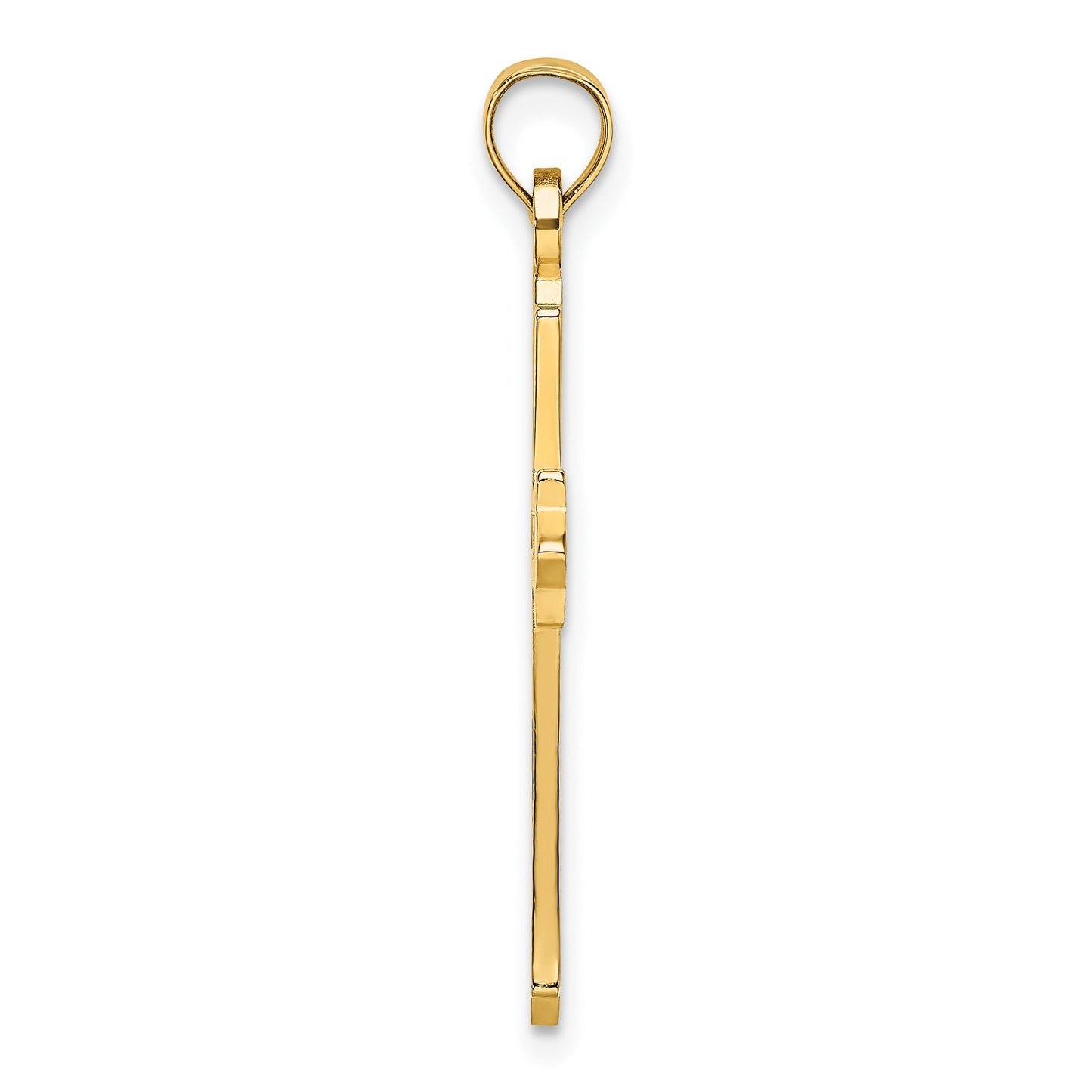 14K Polished and Cut-Out Cross Charm