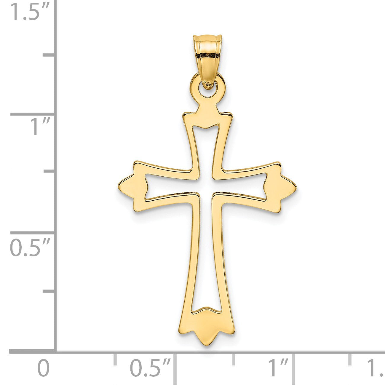 14K Polished and Cut-Out Cross Charm