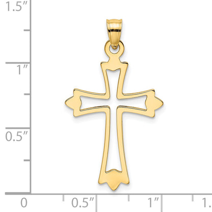 14K Polished and Cut-Out Cross Charm