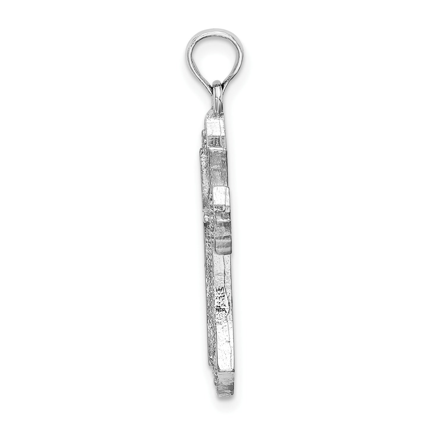 14K White Gold Beaded Cross Charm
