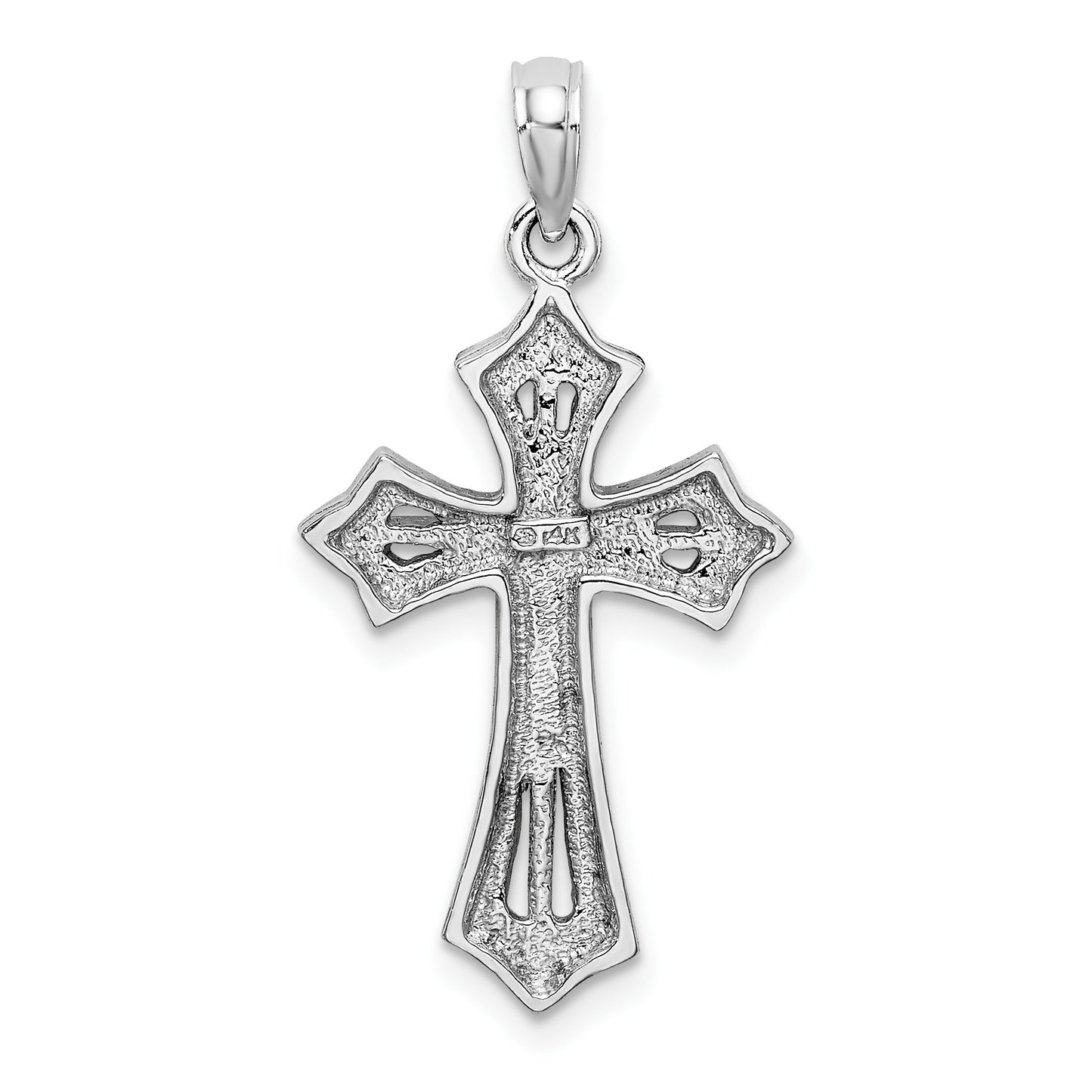 14K White Gold Beaded Cross Charm