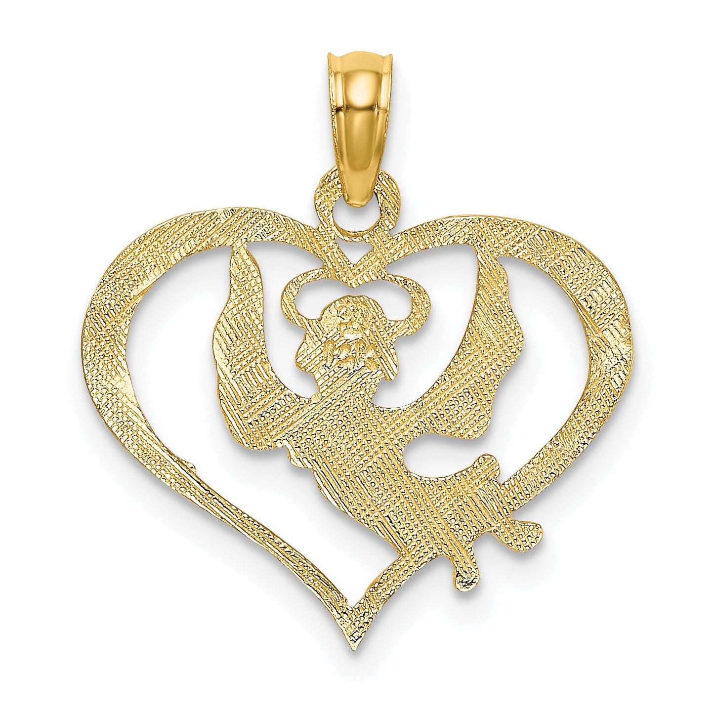 14K Polished Angel In Heart Charm