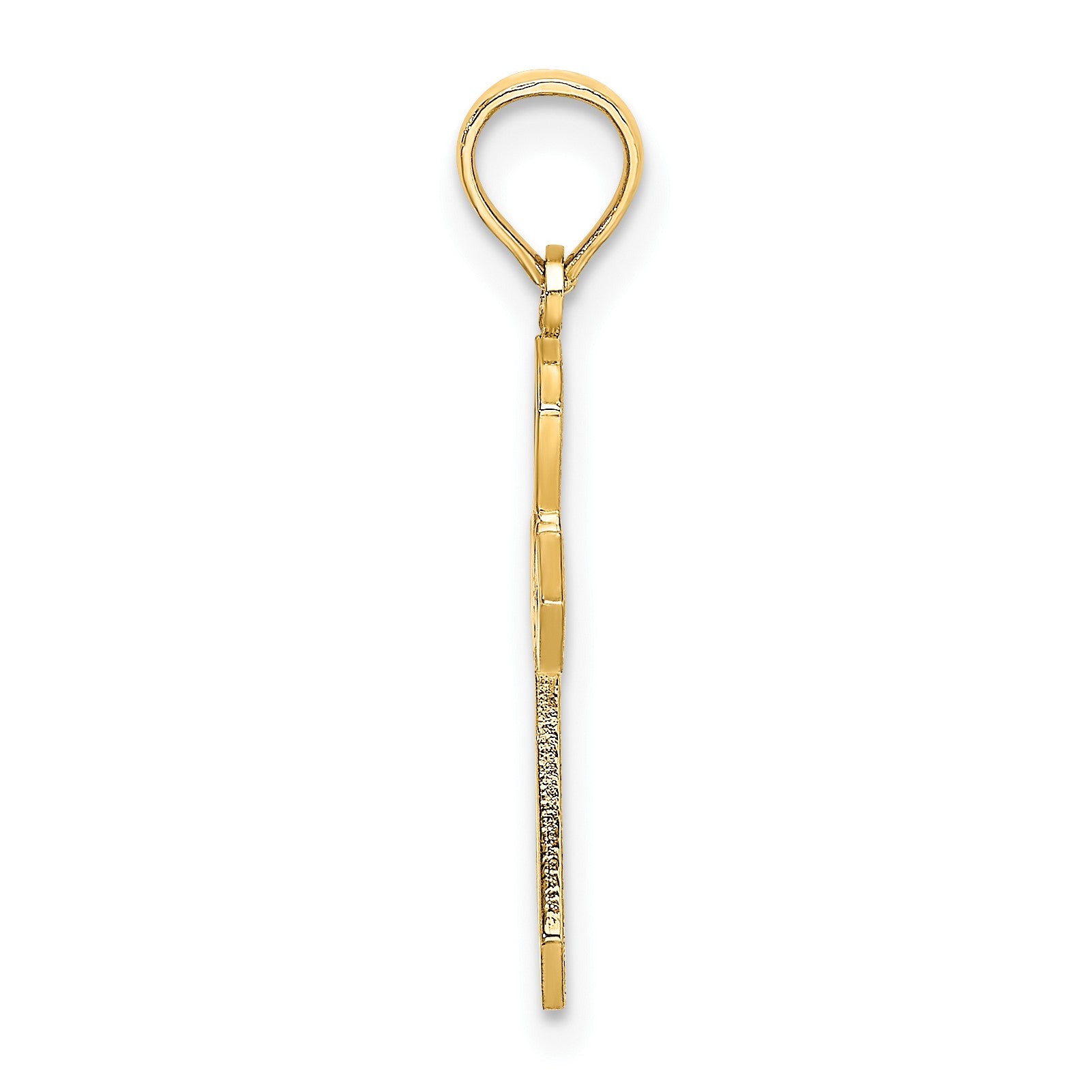 14K Cut-Out and Flat Cross with Flower Charm