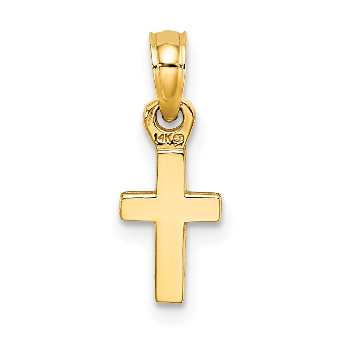 14K 3-D and Polished Mini Cross Charm