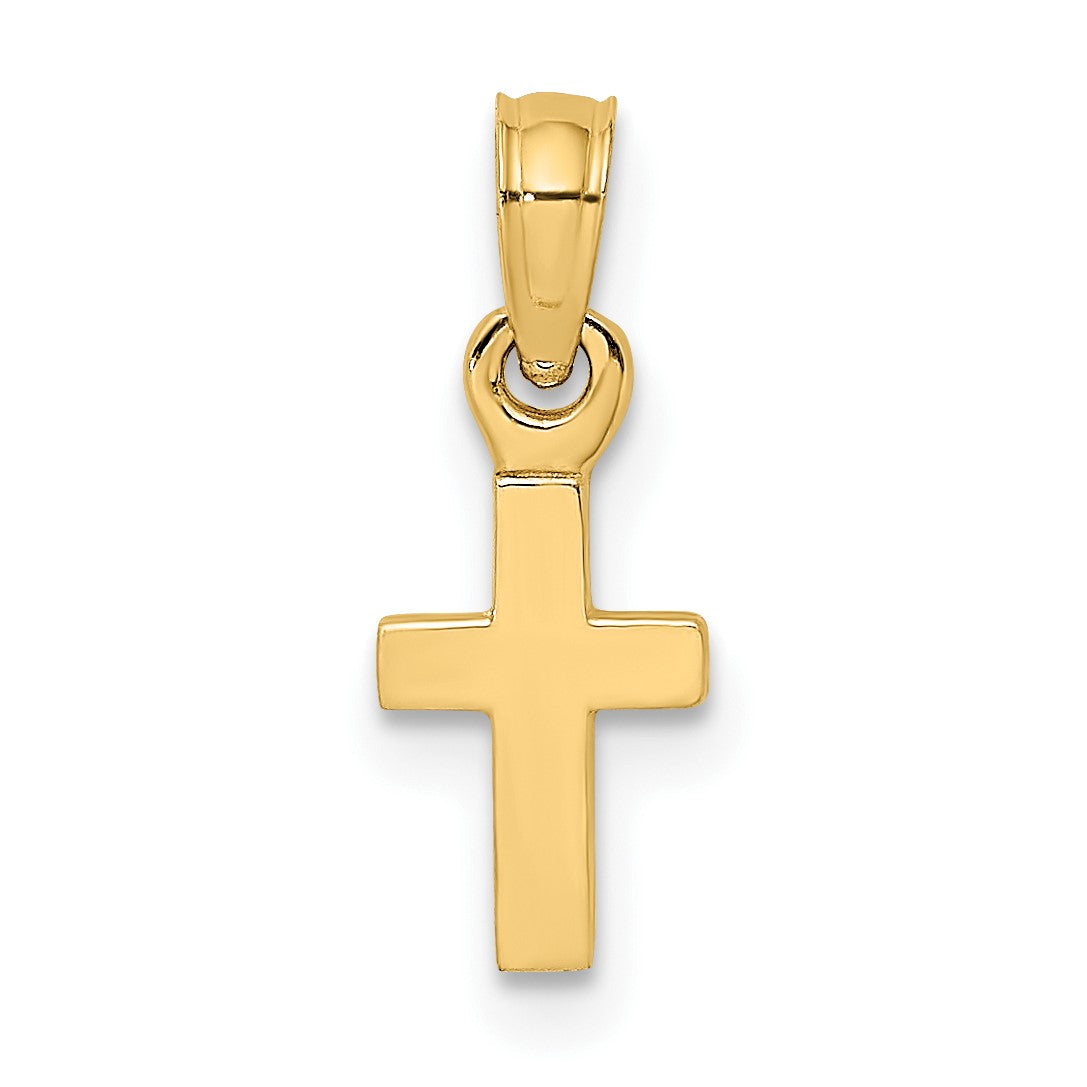 14K 3-D and Polished Mini Cross Charm