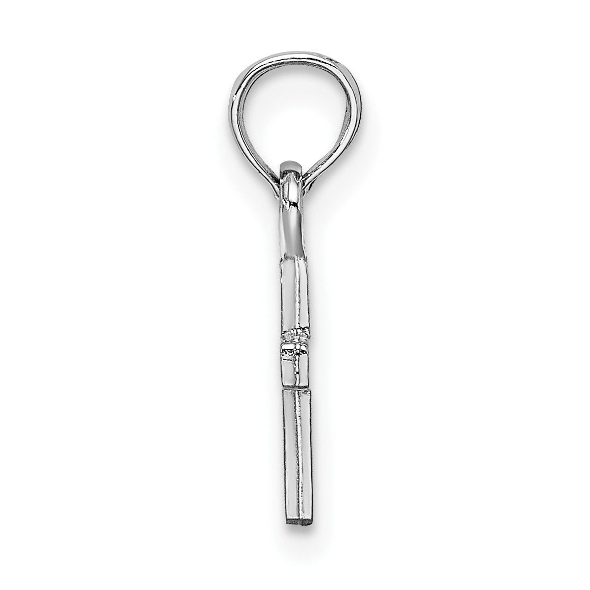 14K White Gold 3-D and Polished Mini Cross Charm