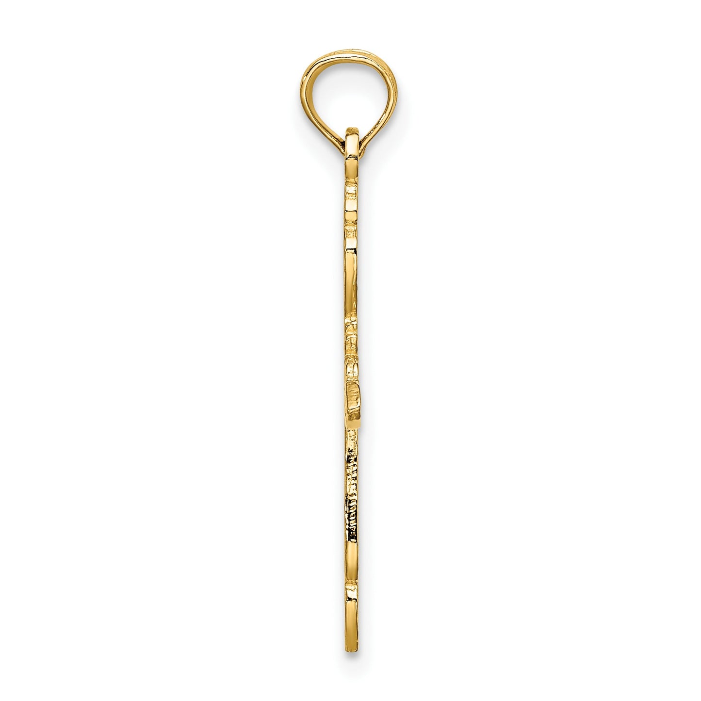 14K Polished and Cut-Out Cross Charm