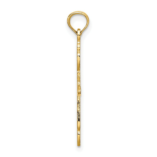 14K Polished and Cut-Out Cross Charm