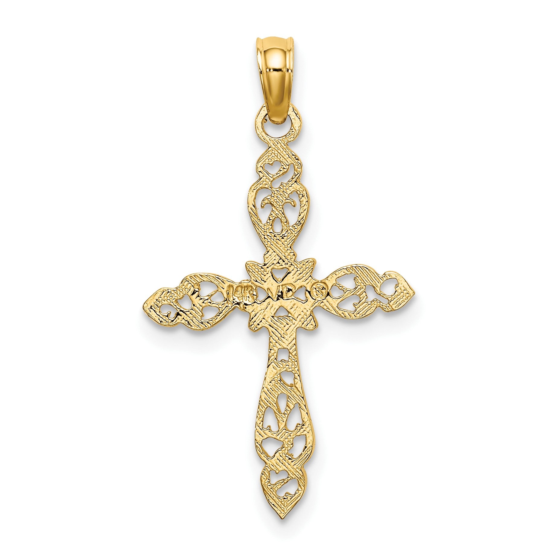 14K Polished and Cut-Out Cross Charm