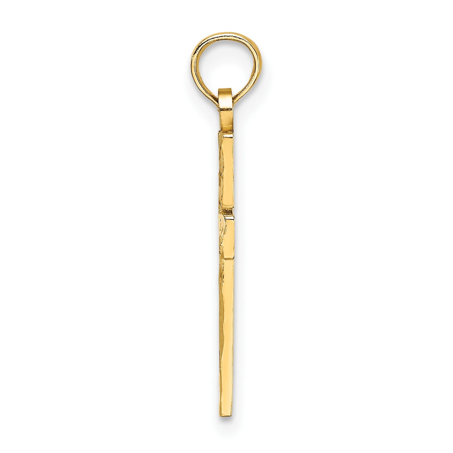 14K Diamond-cut Block Cross  Charm