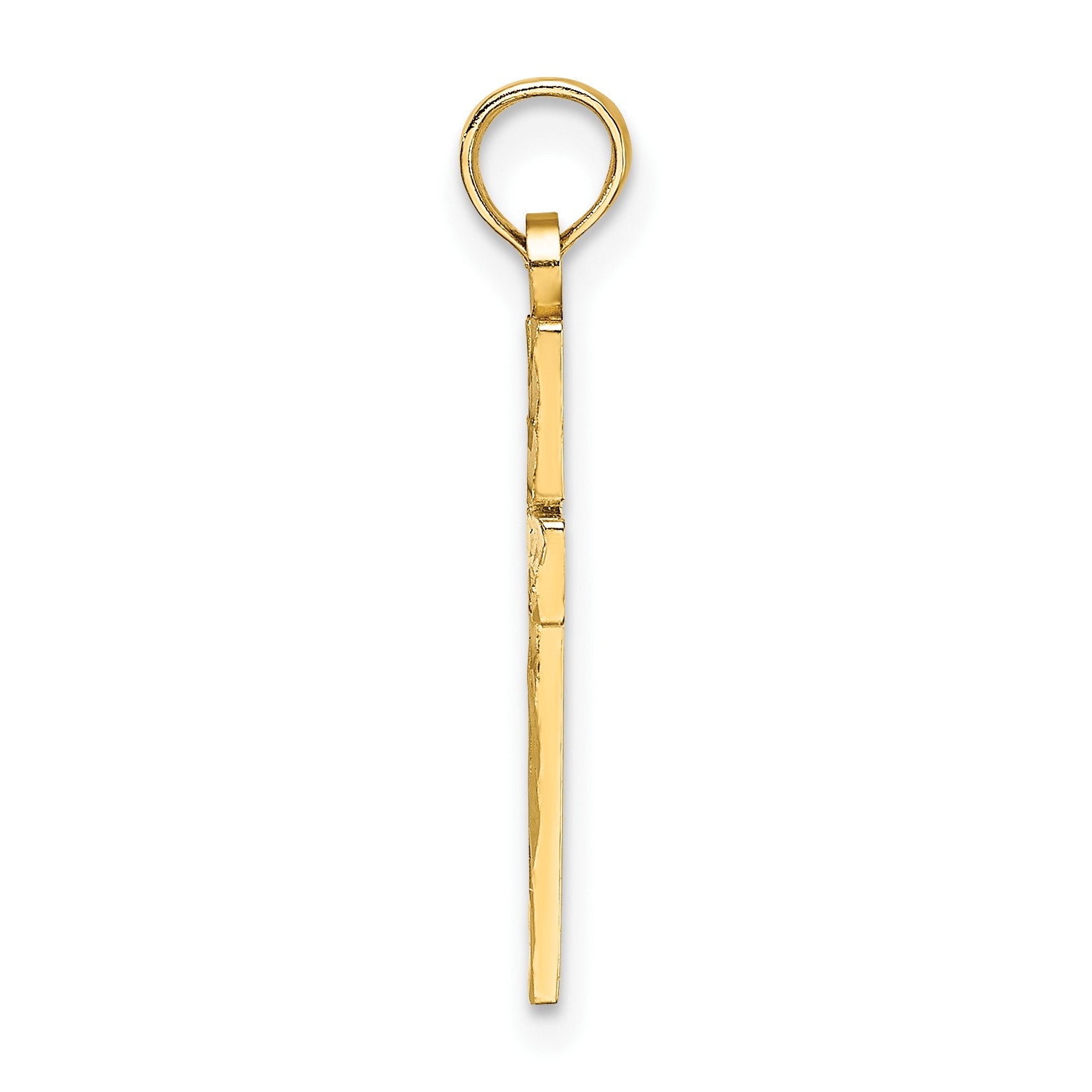 14K Diamond-cut Block Cross  Charm