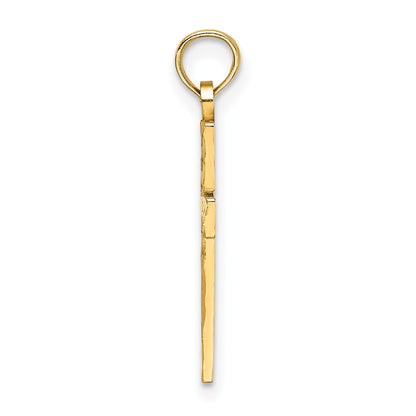 14K Diamond-cut Block Cross  Charm
