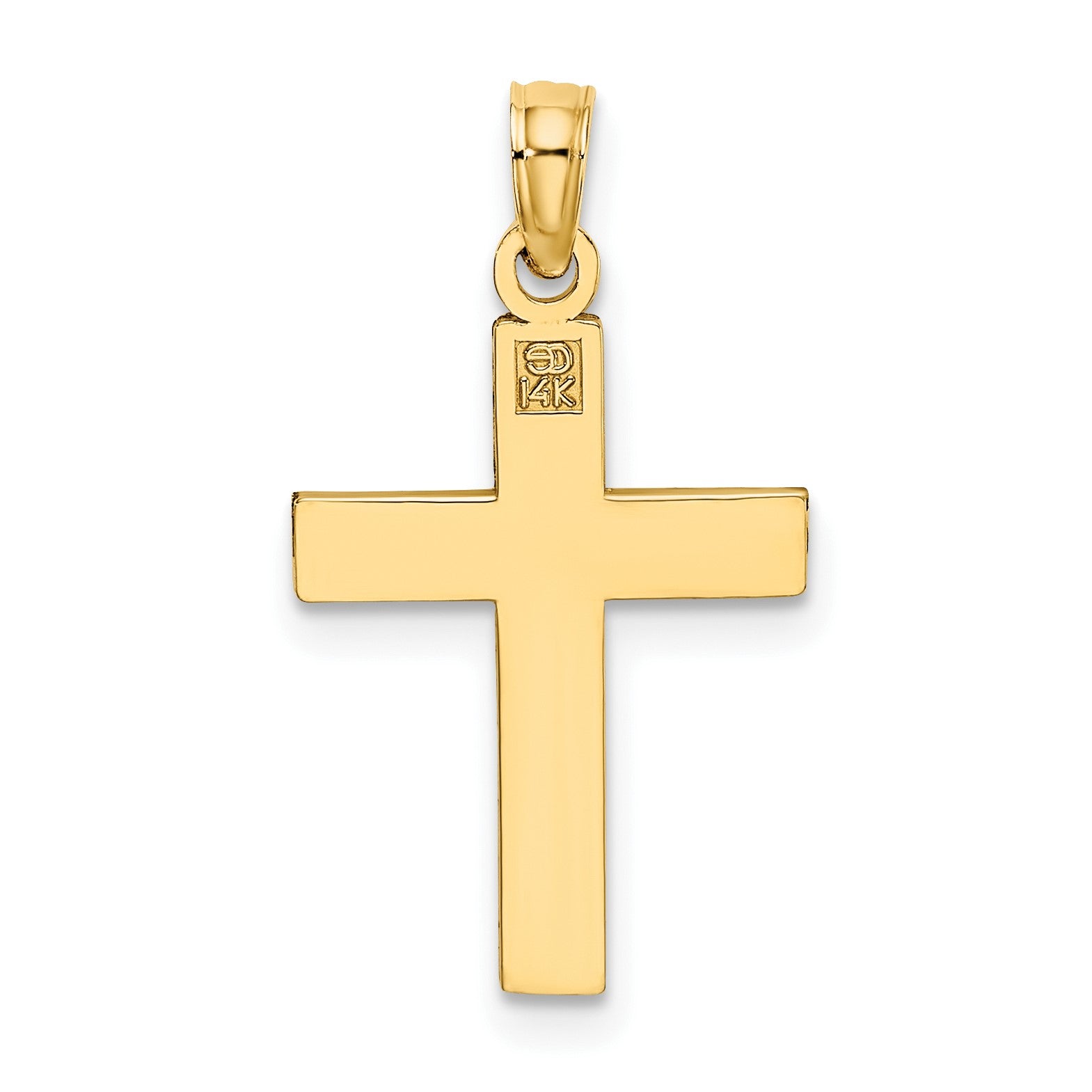 14K Diamond-cut Block Cross  Charm