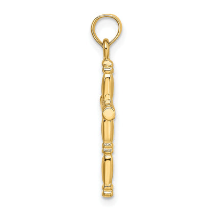 14K 3-D Polished Cross Charm