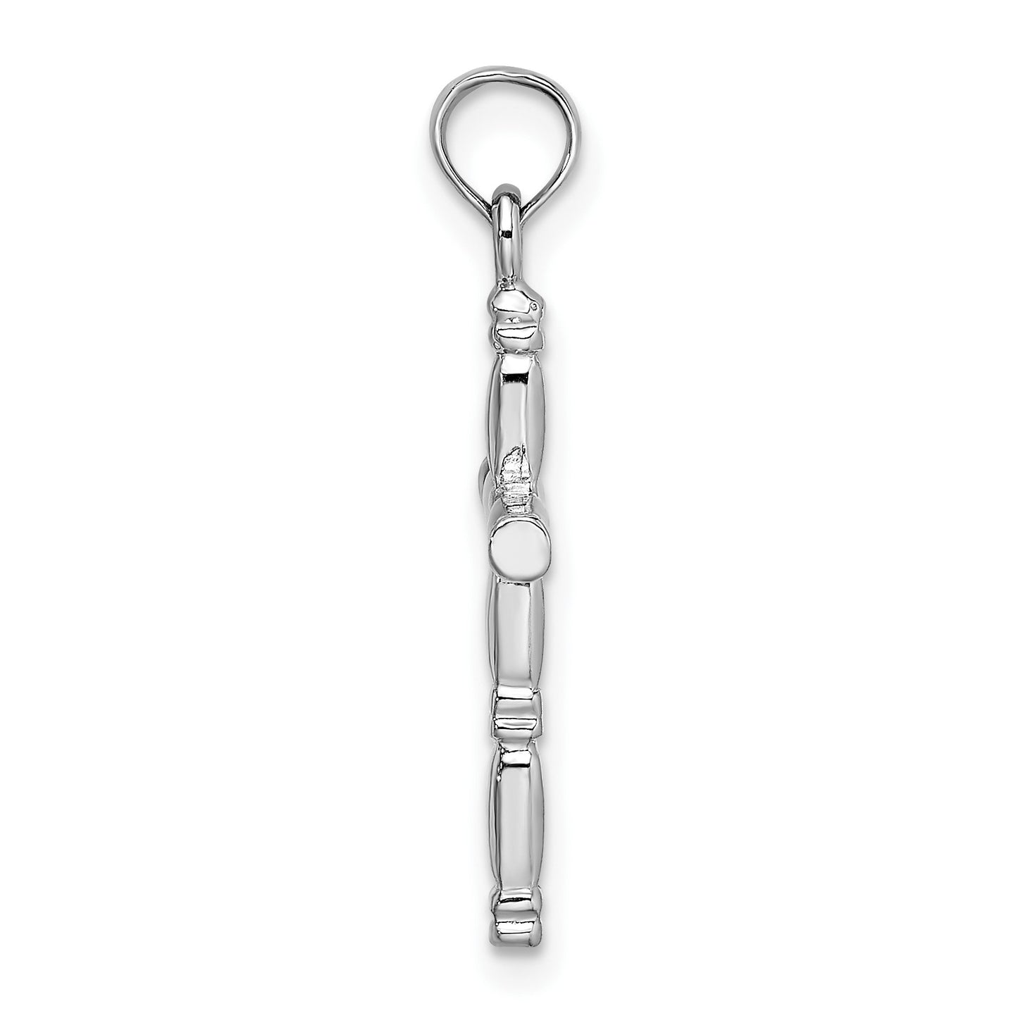 14K White Gold 3-D Polished Cross Charm