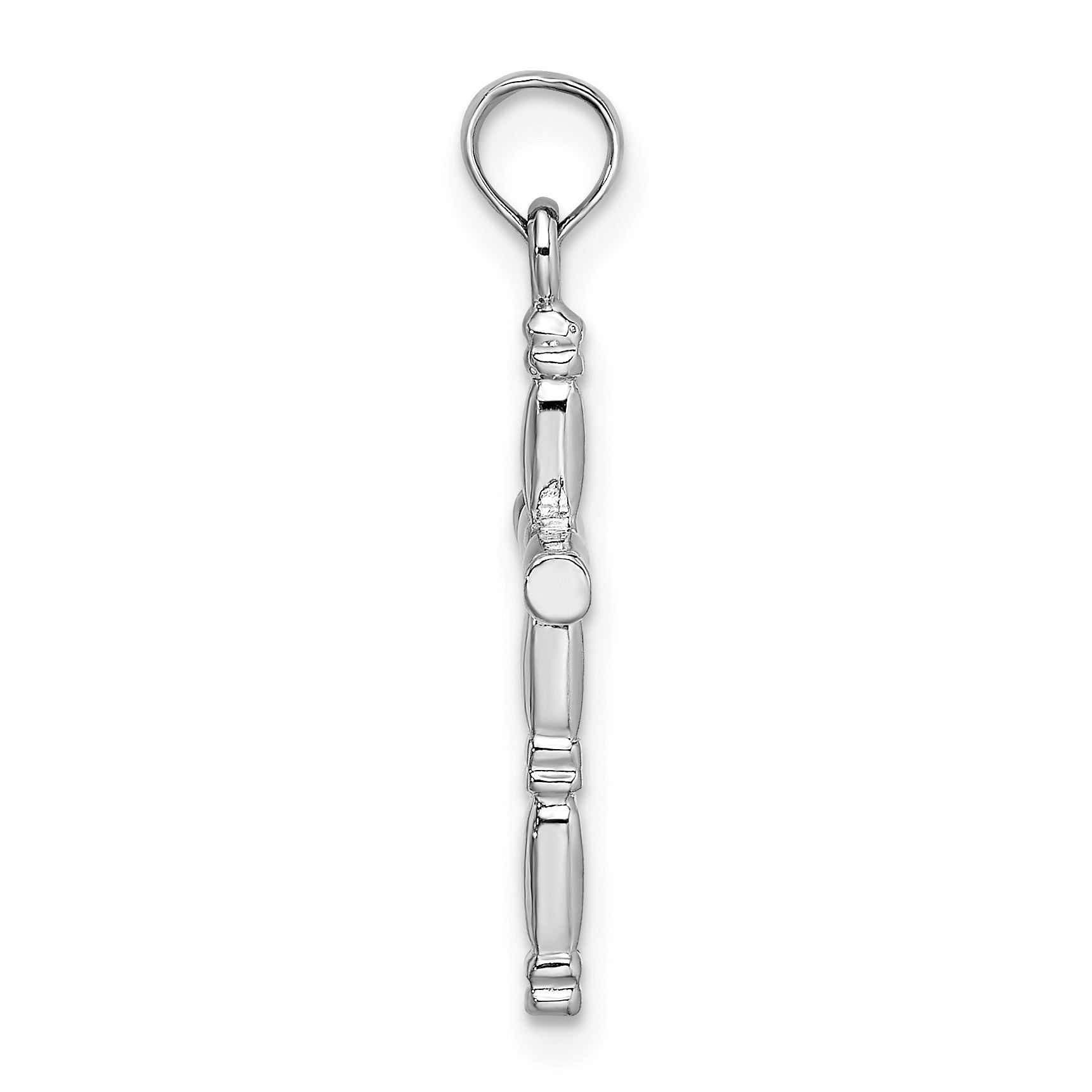 14K White Gold 3-D Polished Cross Charm