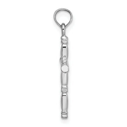 14K White Gold 3-D Polished Cross Charm