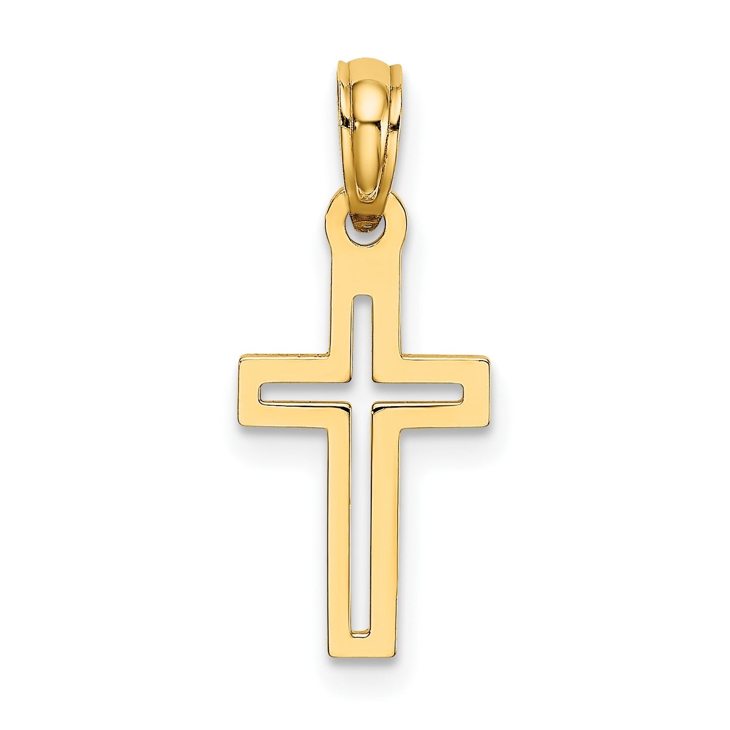 14K Cut-out Diamond-cut Cross Charm