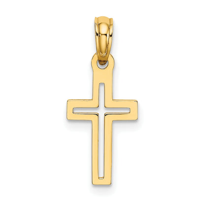 14K Cut-out Diamond-cut Cross Charm