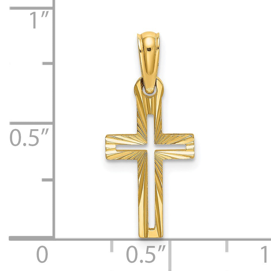 14K Cut-out Diamond-cut Cross Charm
