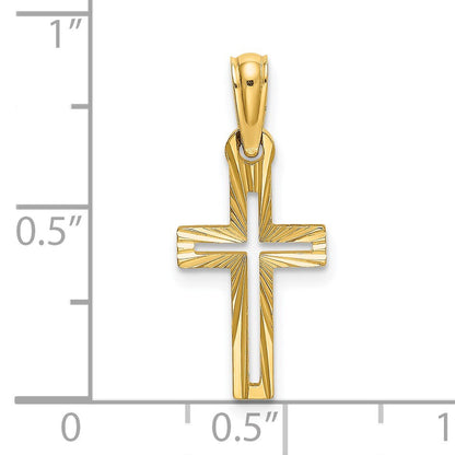 14K Cut-out Diamond-cut Cross Charm