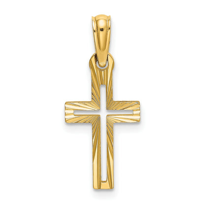 14K Cut-out Diamond-cut Cross Charm