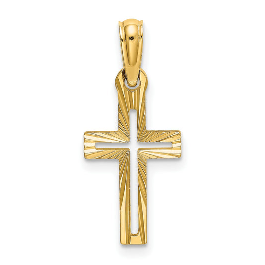 14K Cut-out Diamond-cut Cross Charm