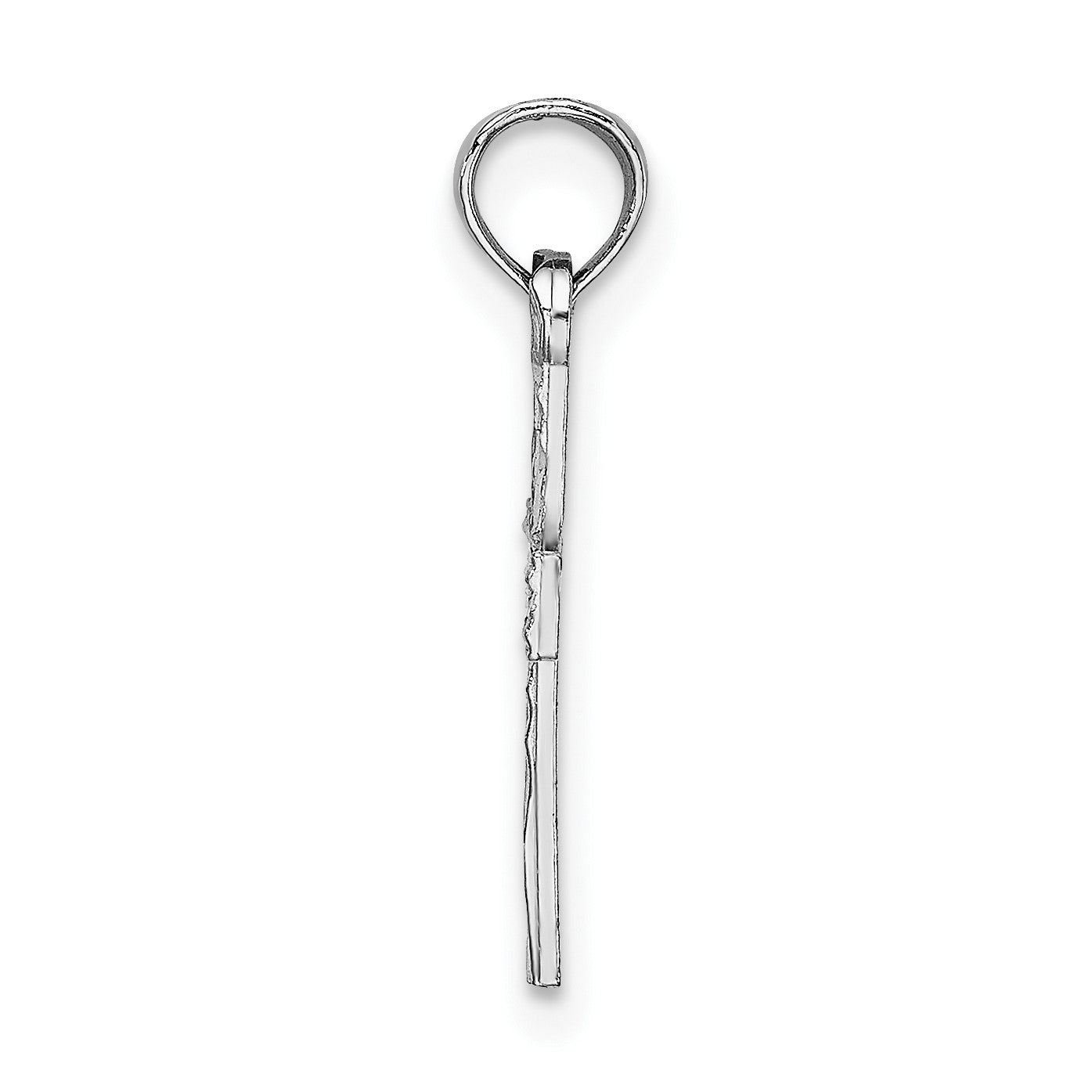 14K White Gold Cut-out Diamond-cut Cross Charm