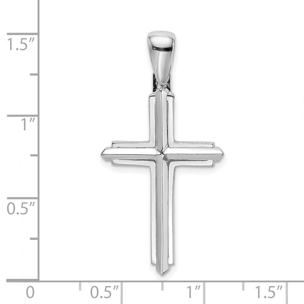 14K White Gold Polished Cross Charm