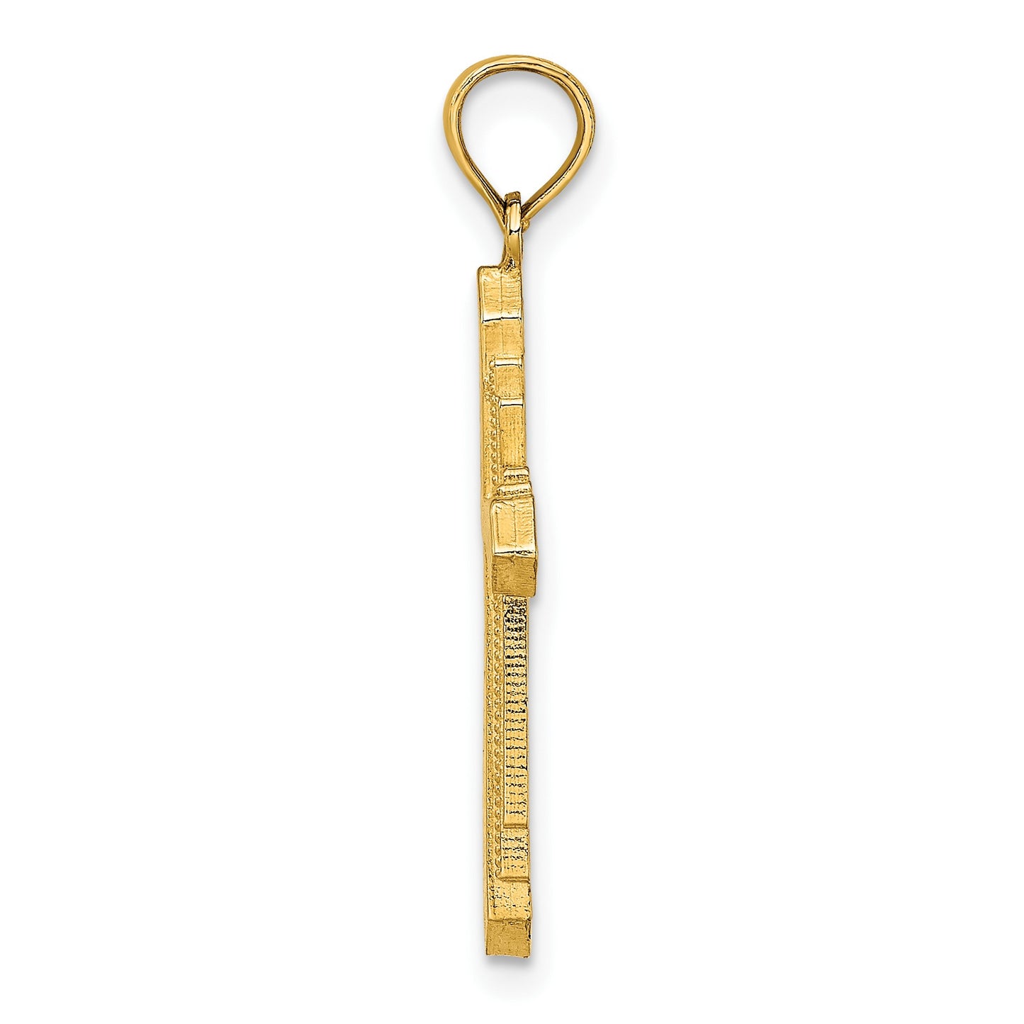 14K Solid Beaded Cross Charm