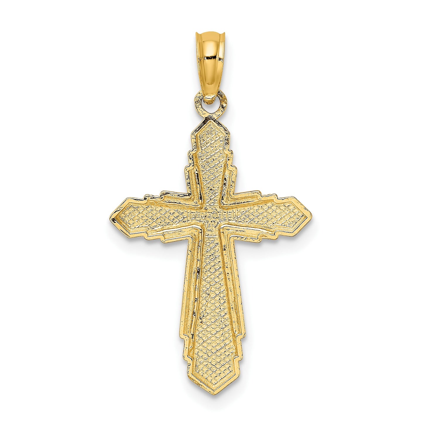 14K Solid Beaded Cross Charm