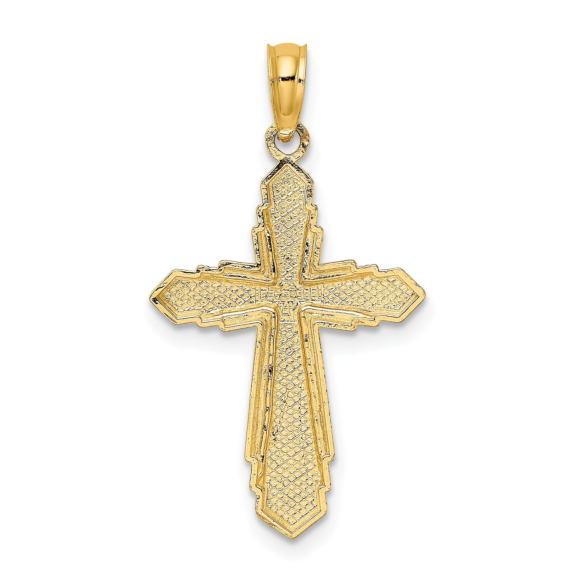14K Solid Beaded Cross Charm