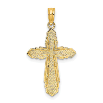 14K Solid Beaded Cross Charm