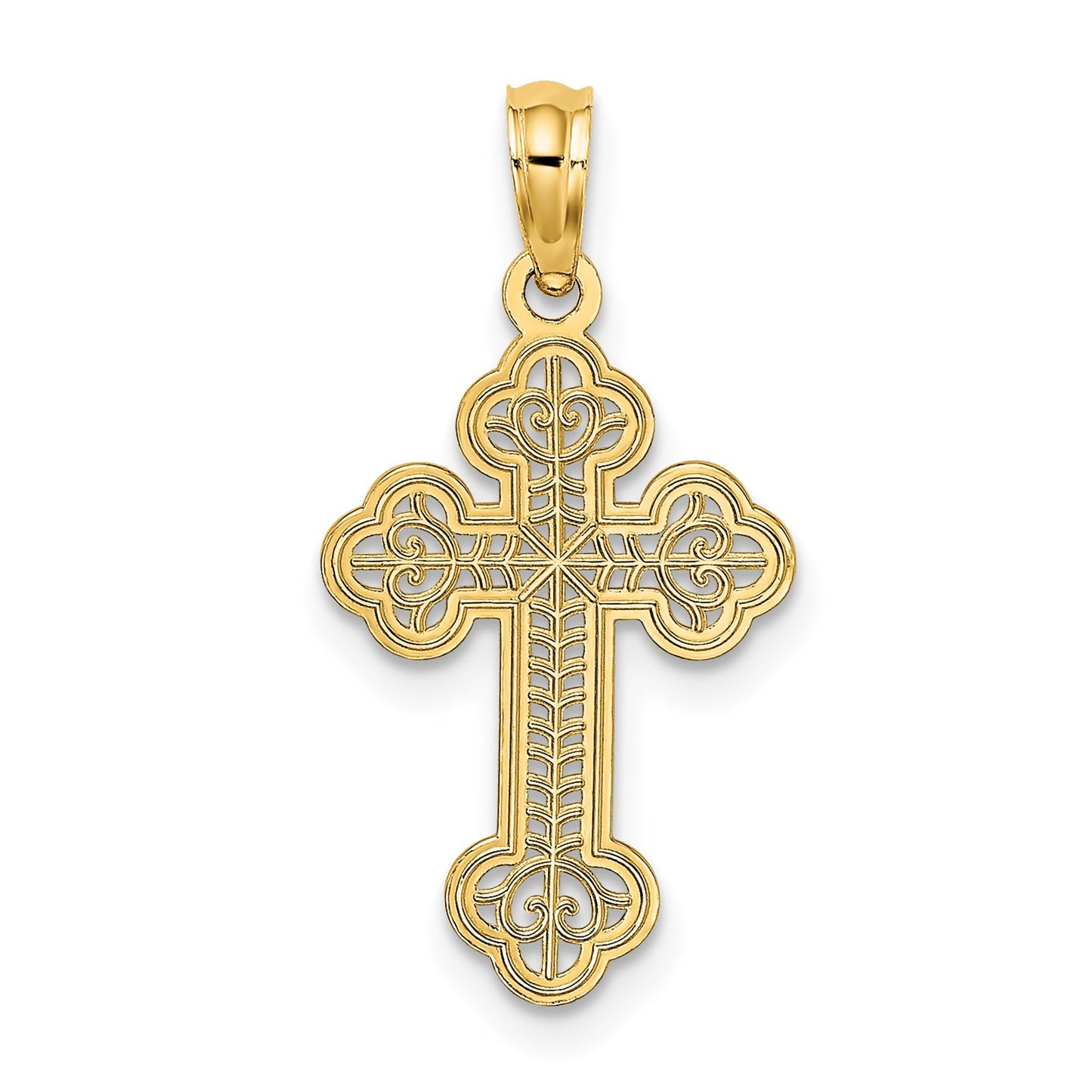 14K Lacey Center Budded Cross Charm