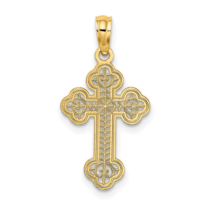 14K Lacey Center Budded Cross Charm