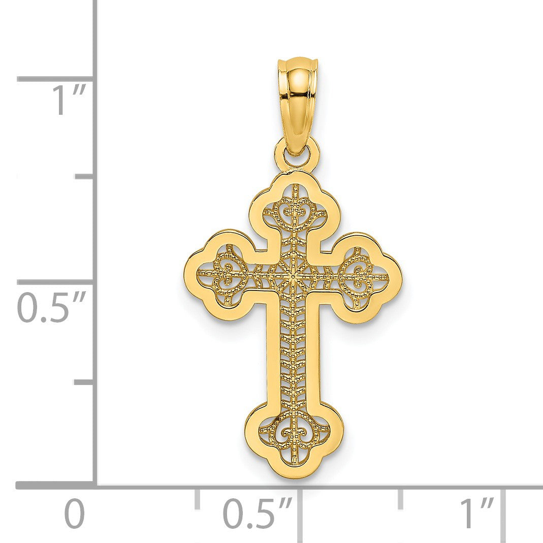 14K Lacey Center Budded Cross Charm
