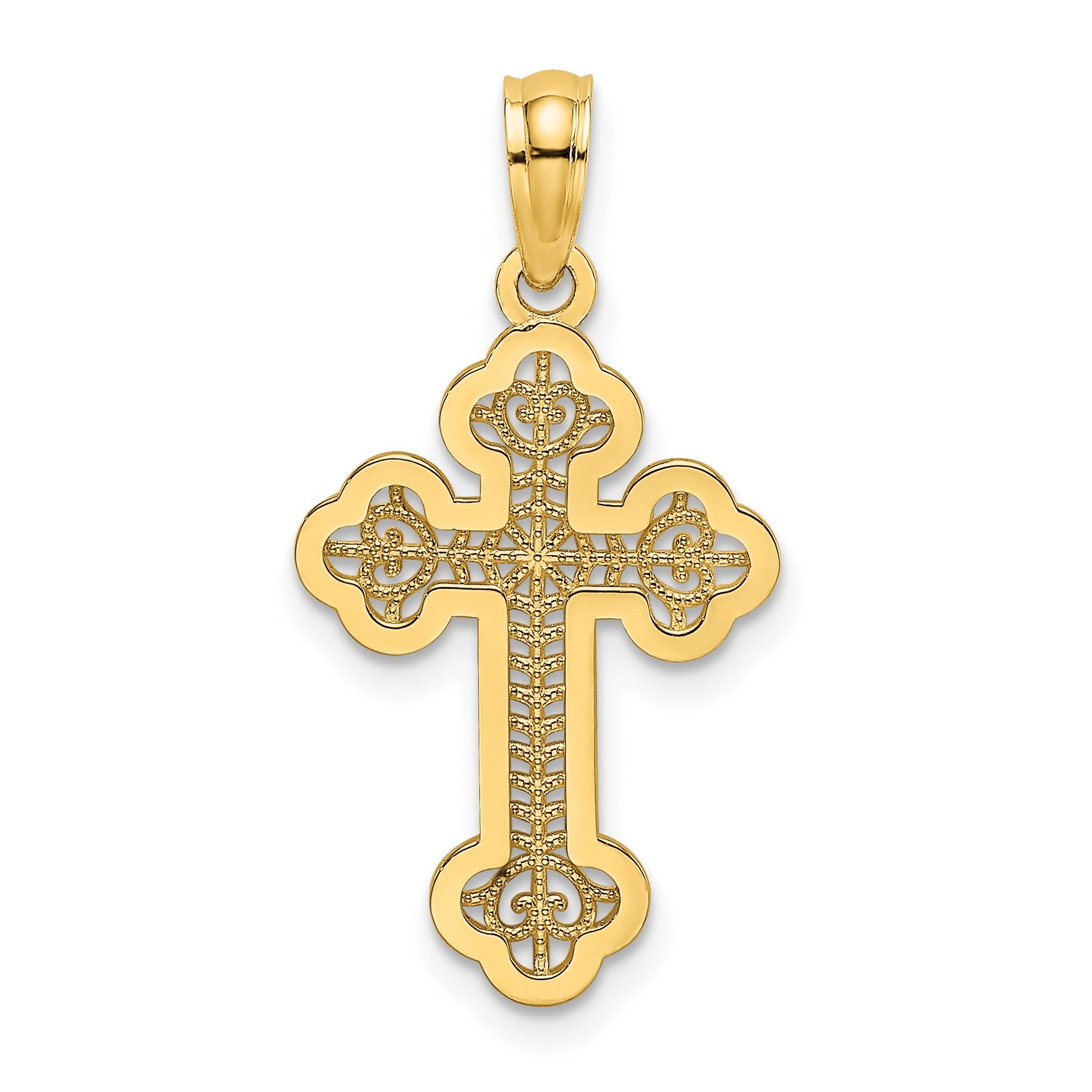 14K Lacey Center Budded Cross Charm