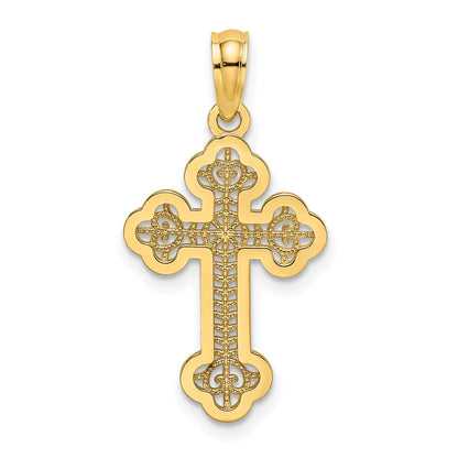 14K Lacey Center Budded Cross Charm
