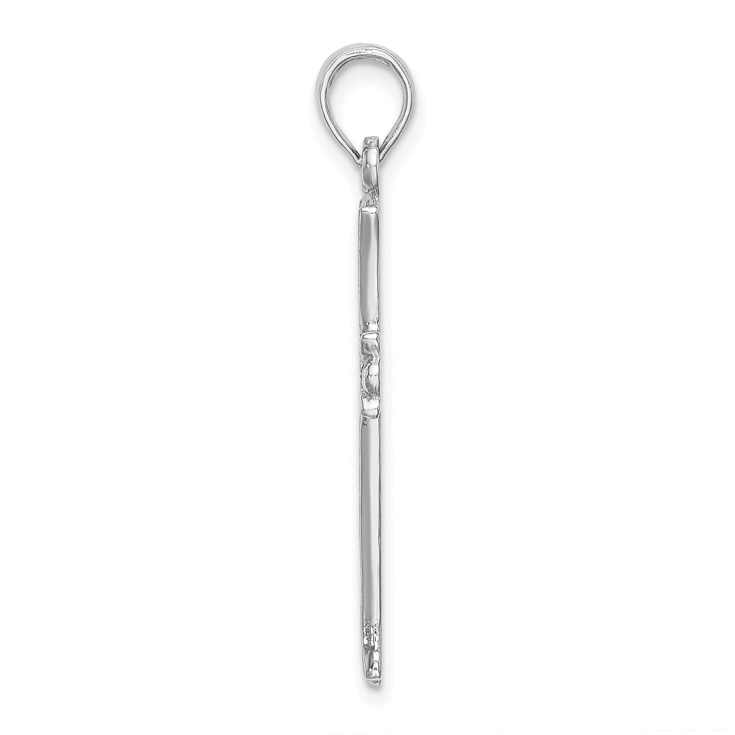 14K White Gold Cross with Starburst Center Charm