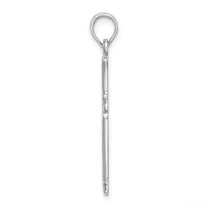 14K White Gold Cross with Starburst Center Charm