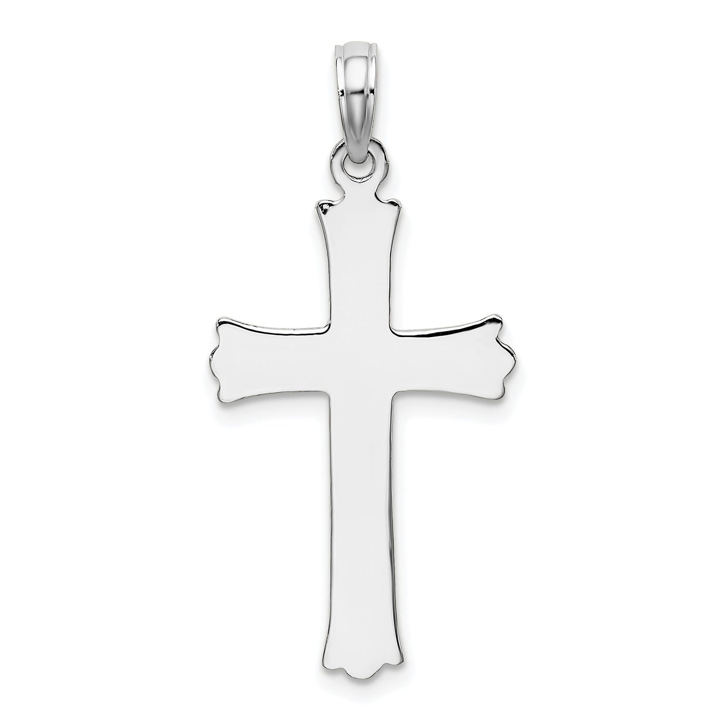 14K White Gold Cross with Starburst Center Charm