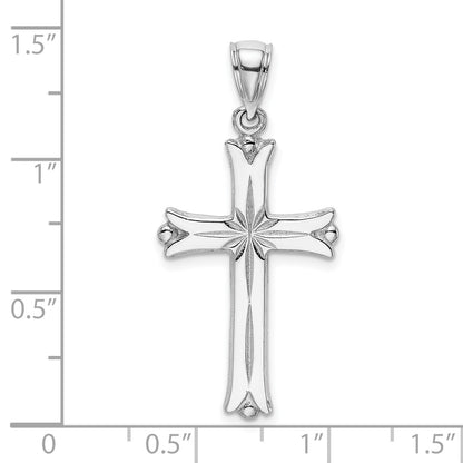 14K White Gold Cross with Starburst Center Charm