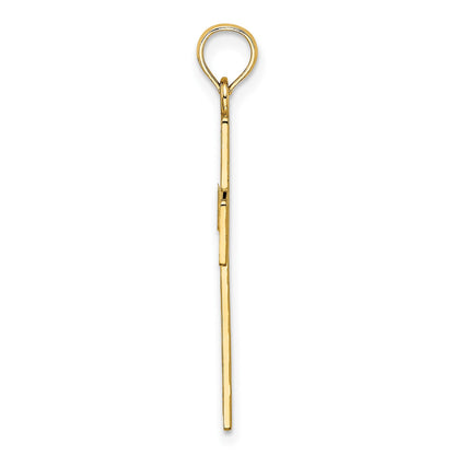 14K Polished Square Cross with Heart Design Charm