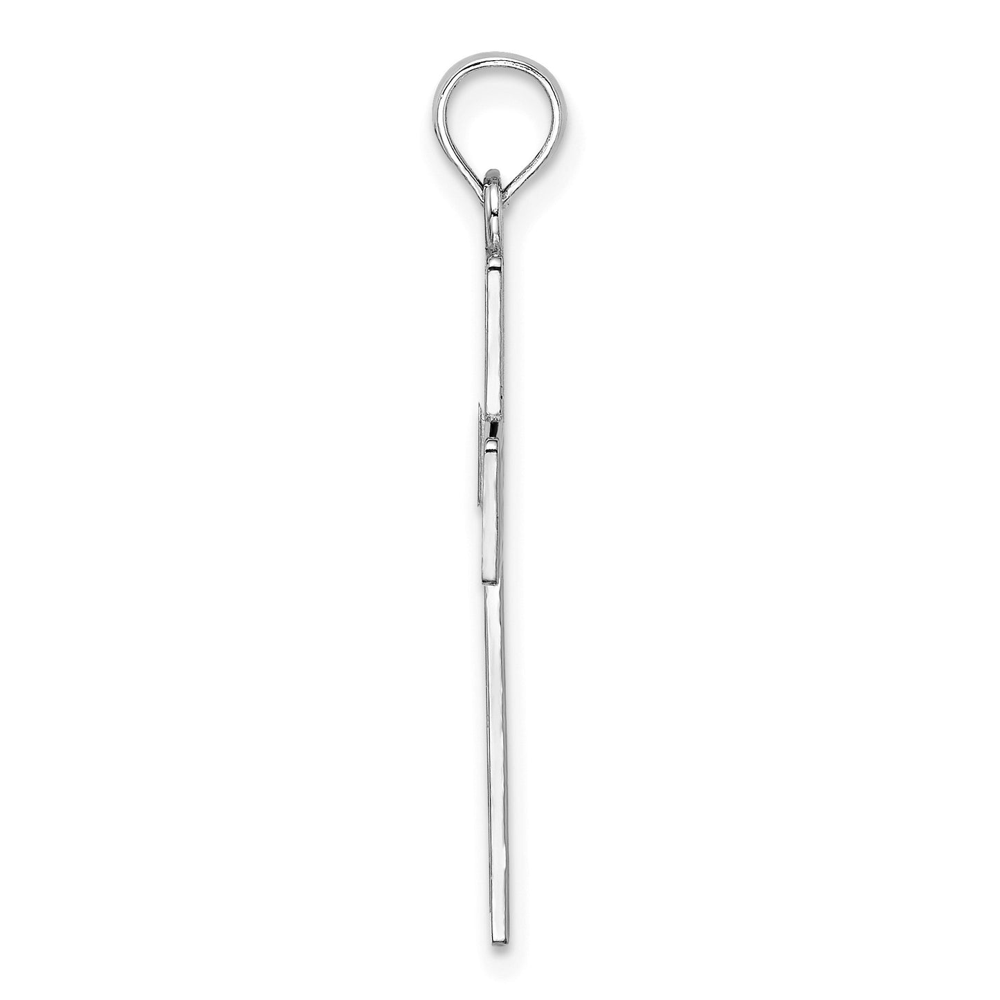 14K White Gold Polished Square Cross with Heart Design Charm