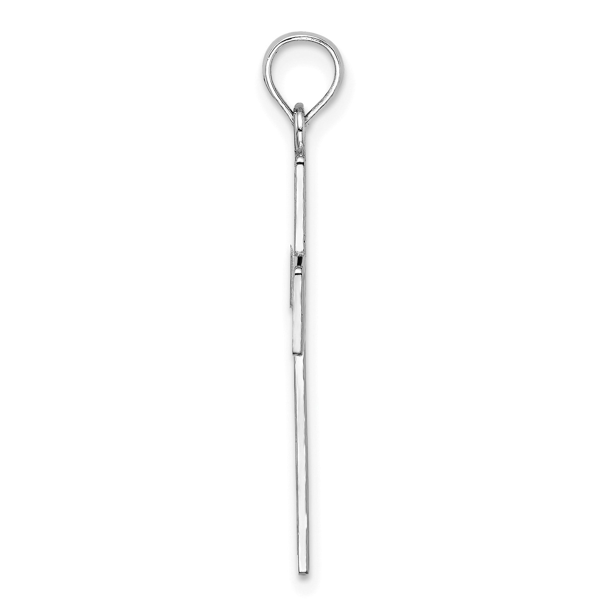 14K White Gold Polished Square Cross with Heart Design Charm