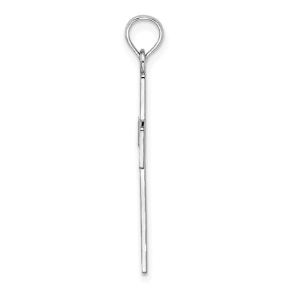 14K White Gold Polished Square Cross with Heart Design Charm